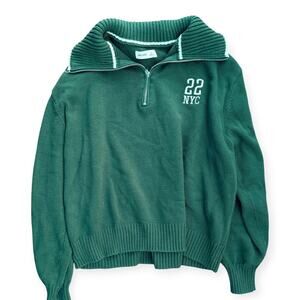 Hollister Oversized Knit NYC Graphic Quarter-Zip Size Medium